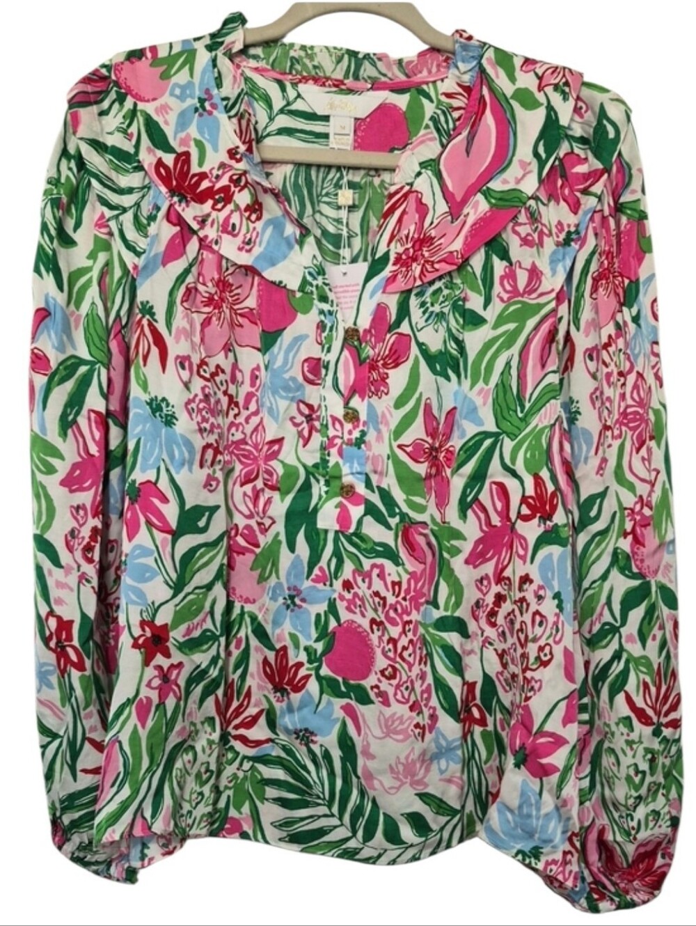 Lilly Pulitzer Japhia Long Sleeve Top Glowing Gardens Floral Size M NWT
